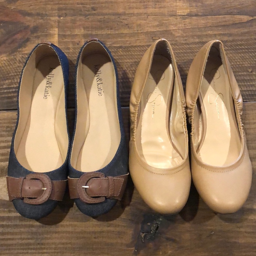 2 pairs flats. As 7.5. Kelly&Kate. Jessica Simpson